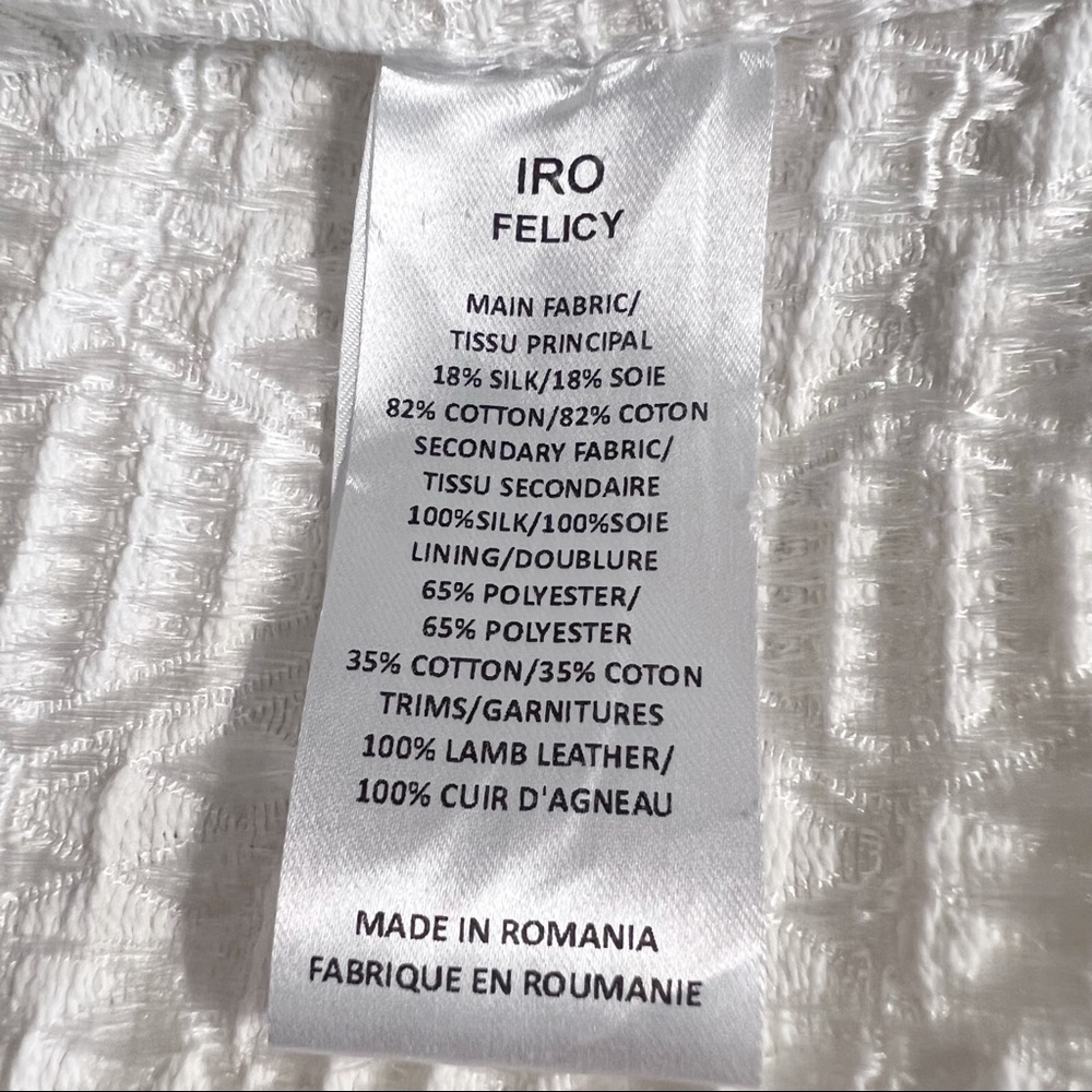 IRO • Kendall Jenner • Felicy Ivory Jacquard Silk Lamb Leather Trim Moto Jacket - Picture 11 of 16